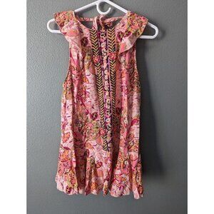 Free People Womens Summer Tulum Linen Tunic Floral Open Back Small